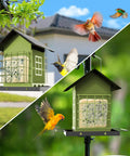 Heavy Duty Outdoor Bird Feeder With Double Suet Cage Hanging Metal Construction Weatherproof Finish Large Capacity