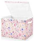 Heavy Duty Foldable Storage Bin With Secure Flip Top Lid And Collapsible Build For Bedroom Essentials and floral design.