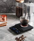 Barista-Grade Coffee Scale With Timer for Pour Over and Espresso, showing precision 0.3g-3000g range and backlit LCD display