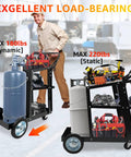 Heavy Duty Welding Cart For MIG TIG Welders And Plasma Cutters With 3 Tilt Table Layers, holding tools and gas cylinder