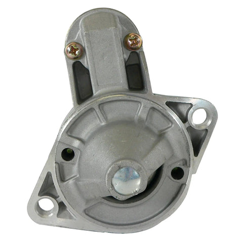 Shop Grade 12 Volt Starter Motor For Nissan Auto And Light Truck With 8 Teeth Straight Up Bolt On Replacement Part Guaranteed Smooth Daily Cruising No Hassle Garage Ready Power - silver motor front view with mounting holes