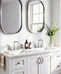 Two Handle 8 Inch Widespread High Arc Bathroom Faucet Brushed Nickel Sleek Look With Spot Resistant Finish on marble sink
