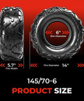 Go Kart Tire Set 145 70 6 14x6 6 Ply Tubeless Big Horn Tread size diagram for Coleman CC100X CT100U