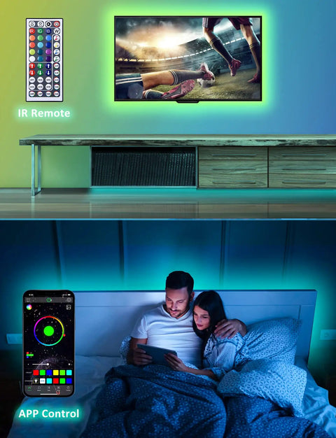 LED Light Strip Kit 200ft Ultra Long RGB 5050 Color Changing Lights With Music Sync Dimmable App Control IR Remote