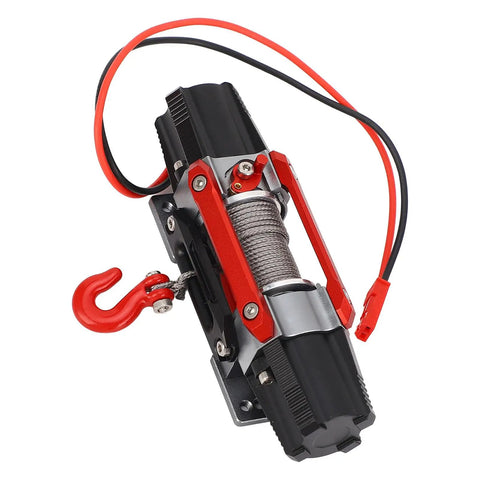 Check Out This Sick CNC Metal RC Dual Motor Winch For Your Truck, featuring metal body, electric wiring, and hook for scaled trucks.