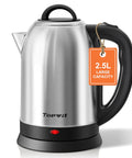 2.5L Large Electric Kettle With Stainless Steel Construction BPA Free Fast Boil Auto Shut Off Boil Dry Protection Ideal For Family