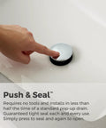 Hand pressing Push and Seal drain for Jaida Single Handle Waterfall Bathroom Sink Faucet 1 Hole Chrome Finish.