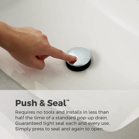 Hand pressing Push and Seal drain for Jaida Single Handle Waterfall Bathroom Sink Faucet 1 Hole Chrome Finish.