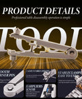 Close-up view of 11 Piece Watch Spring Bar Tool Kit with pliers in silver aluminum for watch disassembly.
