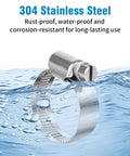 Beefy Heavy Duty Stainless Steel Hose Clamps Set 1 To 2 Inch Adjustable Worm Gear Self Locking Nut Duct Clamp Kit for water resistance
