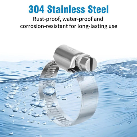 Beefy Heavy Duty Stainless Steel Hose Clamps Set 1 To 2 Inch Adjustable Worm Gear Self Locking Nut Duct Clamp Kit for water resistance