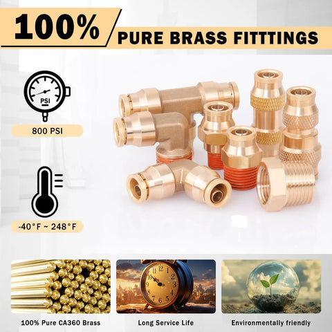 All In One Three Eighths Brass DOT Air Fittings Kit with pure CA360 brass fittings for semi trucks and trailers