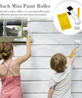 Kids using a 2 inch mini paint roller from the Heavy Duty Paint Roller Kit With Precision Trim Brush For Tough Corners And Crisp Lines.
