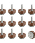 Hella Durable Adjustable Furniture Levelers With Felt Floor Protectors M6 Threaded Screw Feet For Wobbly Tables And Couches No Sweat Setup Brown Twelve Piece Set showing twelve brown adjustable feet with felt pads.