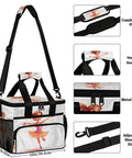 Insulated Picnic Backpack For Women And Men with roomy compartment, adjustable strap, dimensions 12x8.7x10 in, cartoon design.