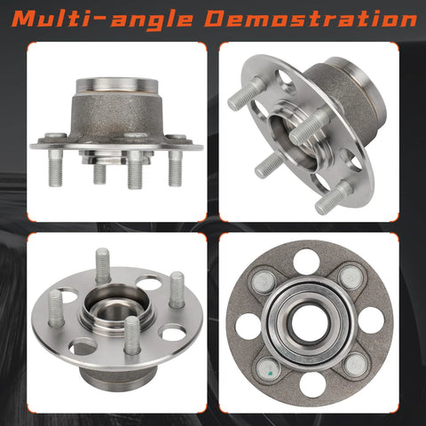 Rear Wheel Hub And Bearing Set For Honda Civic 2001 To 2005 DX GX HX LX 4 Lug Without Abs Left And Right Pair Replacement