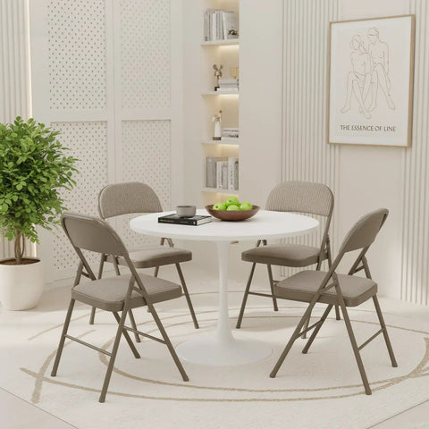 Two Pack Folding Chairs With Comfy Padded Cushions And Back Support Fabric Stackable Portable Dining Chairs at a modern table setting