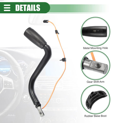 Automatic Transmission Shift Lever With Tow Switch For Chevy Silverado Suburban Avalanche, showing metal mounting hole and rubber boot