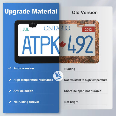 Comparison of Two Pack Stainless Steel License Plate Frames For Cars Black Weatherproof And Rustproof with old version.