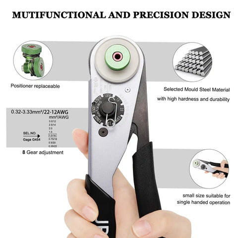 Person holding crimping tool for DT Deutsch Connector Kit For Auto Wiring With 2 3 4 6 8 12 Pin Plugs Size 16 Solid Contacts