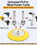 3 Inch Wet Dry Headlight Restoration Kit adapters for drill and pneumatic tools with yellow backing pad.