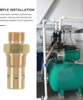 One Way Air Compressor Check Valve With Brass NPT Threaded Interface, Vertical Inline Design, Space Saving Backflow Preventer For Shop Pneumatic Systems And Industrial Gear, High Reliability, Leak Proof And Easy Install installed on air compressor