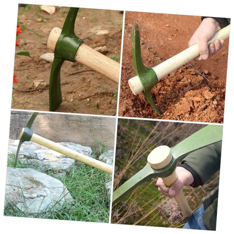 Durable Steel Garden Pickaxe Handle Handheld Tool For Soil Digging Weeding Root Removal And Transplanting in various tasks