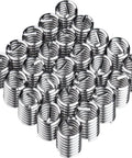 25 pieces of stainless steel M5x0.8mm thread inserts from the 30 Piece Thread Repair Kit Must Have With M5X0.8mm Thread Inserts Includes Helicoil Insertion Tool Lug Breaker Installation Tool Wrench Thread Tap And Drill Bit For Restoring Stripped Holes In Auto Motorcycle Machinery And Home Projects.