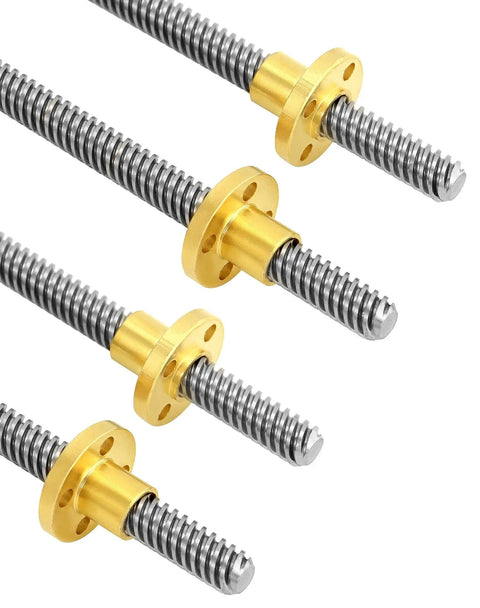 T8 300Mm Lead Screw With Brass Nut For 3D Printers 4 Pack Acme Thread 4 Starts 2Mm Pitch 8Mm Lead Stainless Steel Shaft