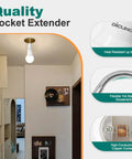 Flexible E26 Socket Extender 6.1 Inch All Directional Adjustable Adapter for Lamp Bulbs Standard Light Socket Extension Converter 2 Pack highlighted with detailed features and in-use display.