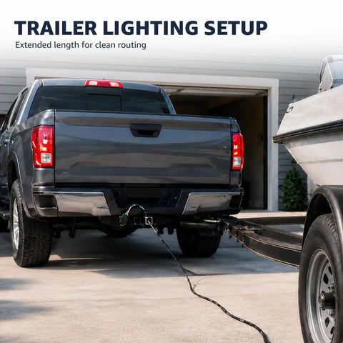Ultimate 22 Foot 4 Pin 5 Wire Trailer Wiring Harness With Waterproof Connectors And Nylon Sleeve For Boats ATVs Trailers Easy Install Brake Lights Turn Signals, truck-to-trailer setup