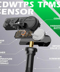 Ford Lincoln Mercury TPMS Sensor Replacement Set Of 4, 315MHz Tire Pressure Monitoring System Sensors, Plug And Play Drop-In OE Replacements For Easy Install, Pre-Programmed For Accurate Tire Pressure Readings exploded view of sensor parts