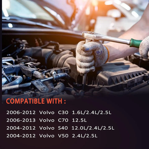 User working on engine with Heavy Duty Electric Servo Power Steering Pump For Volvo C30 C70 S40 V50 2004 To 2013 seen above.