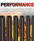 6 Pack 5 Foot Silicone Vacuum Hose Kit For Hot Rods With Massive Hose Fittings Set Including All Sizes From Tiny 1/8 Inch To Big 3/8 And 64 Connectors For Turbo Engines black silicone hoses, 40 to 428°F, 100 PSI