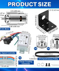 4 Pack 12V To 24V 775 DC Electric Motors With GT2 Synchronous Wheels Aluminum Timing Pulleys And Speed Controller Driver Control Module For Milling Machines And Electric Drills D Shaped Shaft diagram showing components and sizes