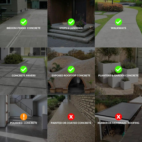 Hella Tough Water Based Concrete Sealer Spray For Patios And Masonry Quick Dry Stain Resistant Outdoor Coating Blocks oil and dirt from concrete surfaces