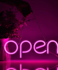 Open Sign For Business Pink 16x6 Inch Attention Grabbing Open Close Display With Low Voltage Bright Lights On Off Switch Pre assembled Hanging Chain