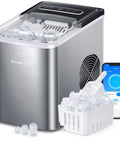 Smart Countertop Ice Maker Portable Ice Machine With Self Cleaning Quick Ice In 6 Minutes 26 Lbs Per Day Voice Remote And App Control With Alexa Party Ready For Home Kitchen Camping Includes Ice Scoop Stainless Steel Silver
