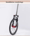 20 Inch Folding Mountain Bike Coil Suspension Fork With 50Mm Travel featuring disc brake and 9Mm QR axle installation rendering