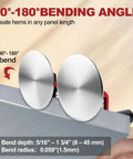 Two Station Disc Sheet Metal Bender for DIY Roof Projects showing 90 to 180 degree bending angle with detachable disc