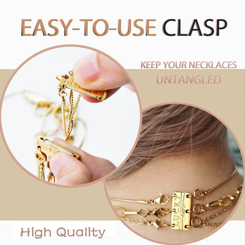 Layering Necklace Clasp That Keeps Your Chains From Tangling, Magnetic Connector In 18K Gold And Silver Tone, Easy On Off