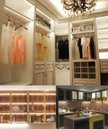 Under Cabinet LED Lights Kit 8 Pack 11 Inch Linkable Dimmable 6000K Cold White installed in kitchen and closet cabinets