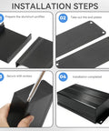 Installation steps for Rugged Split Aluminum Enclosure Project Box With A Slick Brushed Cap in Sand Black, showcasing preparation and assembly.