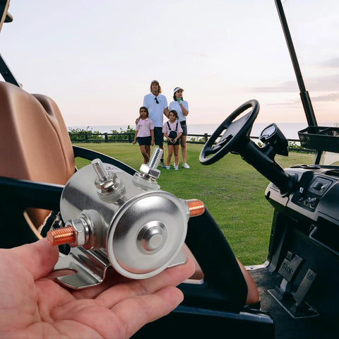 Electric Golf Cart Solenoid Relay Replacement Part For Durable Go Kart Electrical System Iron Material in hand