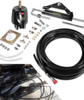 150HP Hydraulic Steering Kit For Single Station Boats components, hoses, and pump layout for marine system installation.