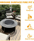 Heavy Duty 23.75 Inch Fire Pit Lid For Outdoor Tables And Camping, Cold Rolled Steel Cover Fits 19 To 24 Inch Fire Pit Tables