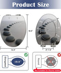 Toilet Seat Slow Close Elongated for Bathroom showing dimensions: 18.5" length, 14.5" width, suitable for elongated toilets.