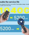 10400mAh Portable Handheld Fan With All Day Battery Life Foldable Mini Personal Fan dual battery feature showing 5200mAh handheld device