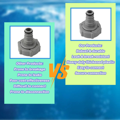 Comparison of Durable 1.25 Inch Pool Hose Drain Adapter For Above Ground Pools Replacement 2 Pack Leak Proof Connector with competitor product