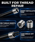 Top Shelf Sae Thread Repair Kit With Hss Drill Bits And Iron Tough Taps includes insert installation tool and wire thread inserts.